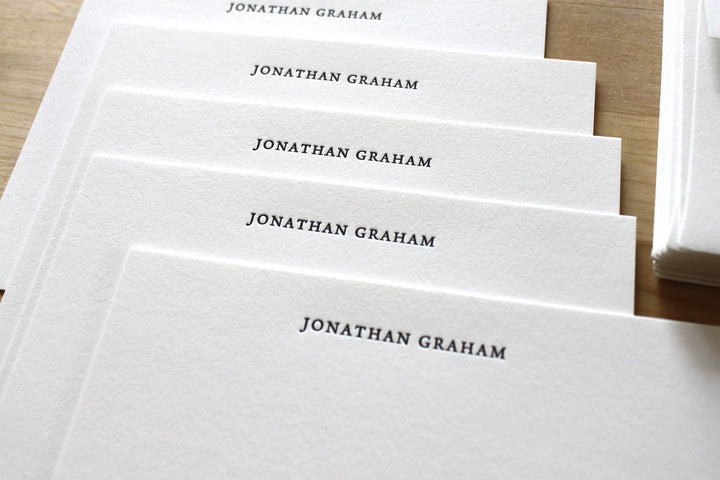 Stack of traditional style letterpress statiomery with matching envelope