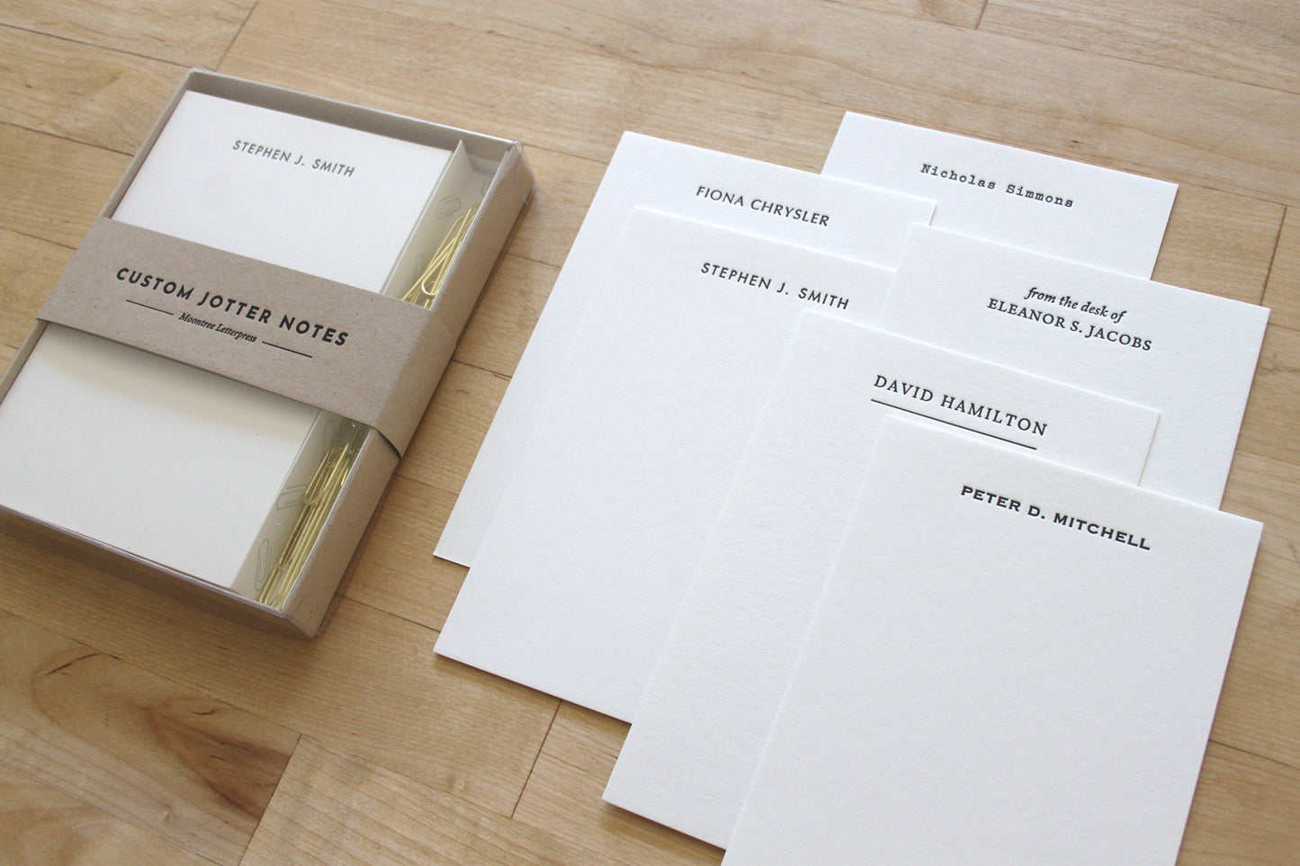 Letterpress Jotter Card Set with Oversized Paperclips