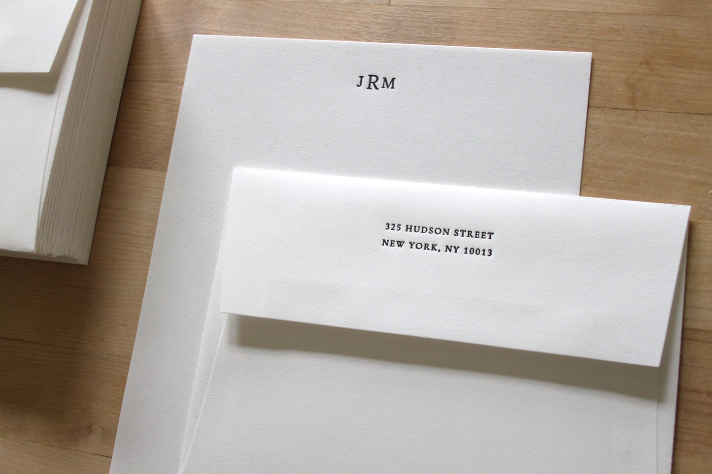 Personalized letterpress monogram stationery with matching envelope