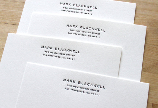 Engravers address professional letterpress business stationery personalized with name and return address on cotton paper