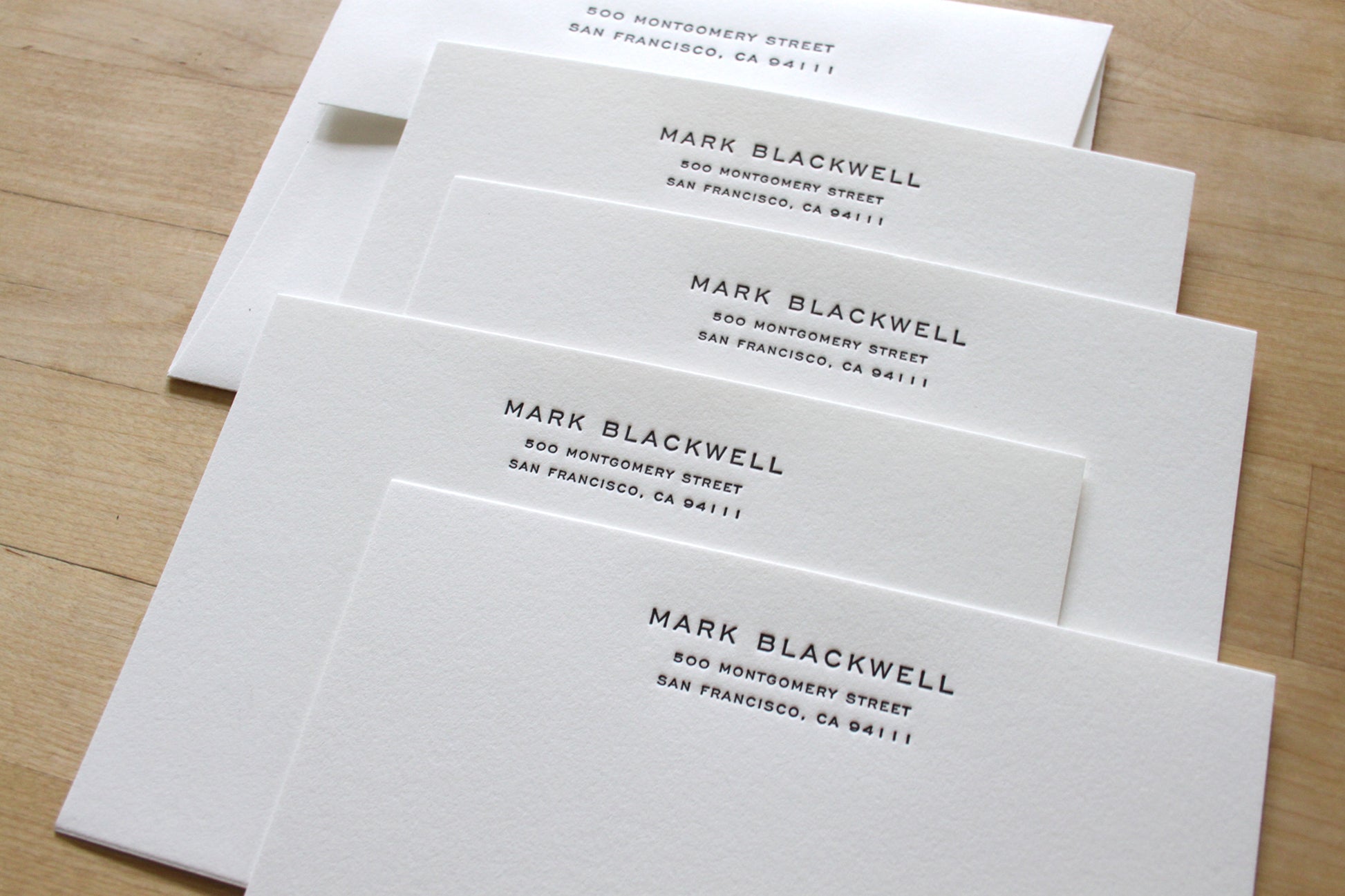 Personalized Engraver's Address letterpress notecards with matching return address envelope, classic engraver's type, professional correspondence stationery on cotton paper