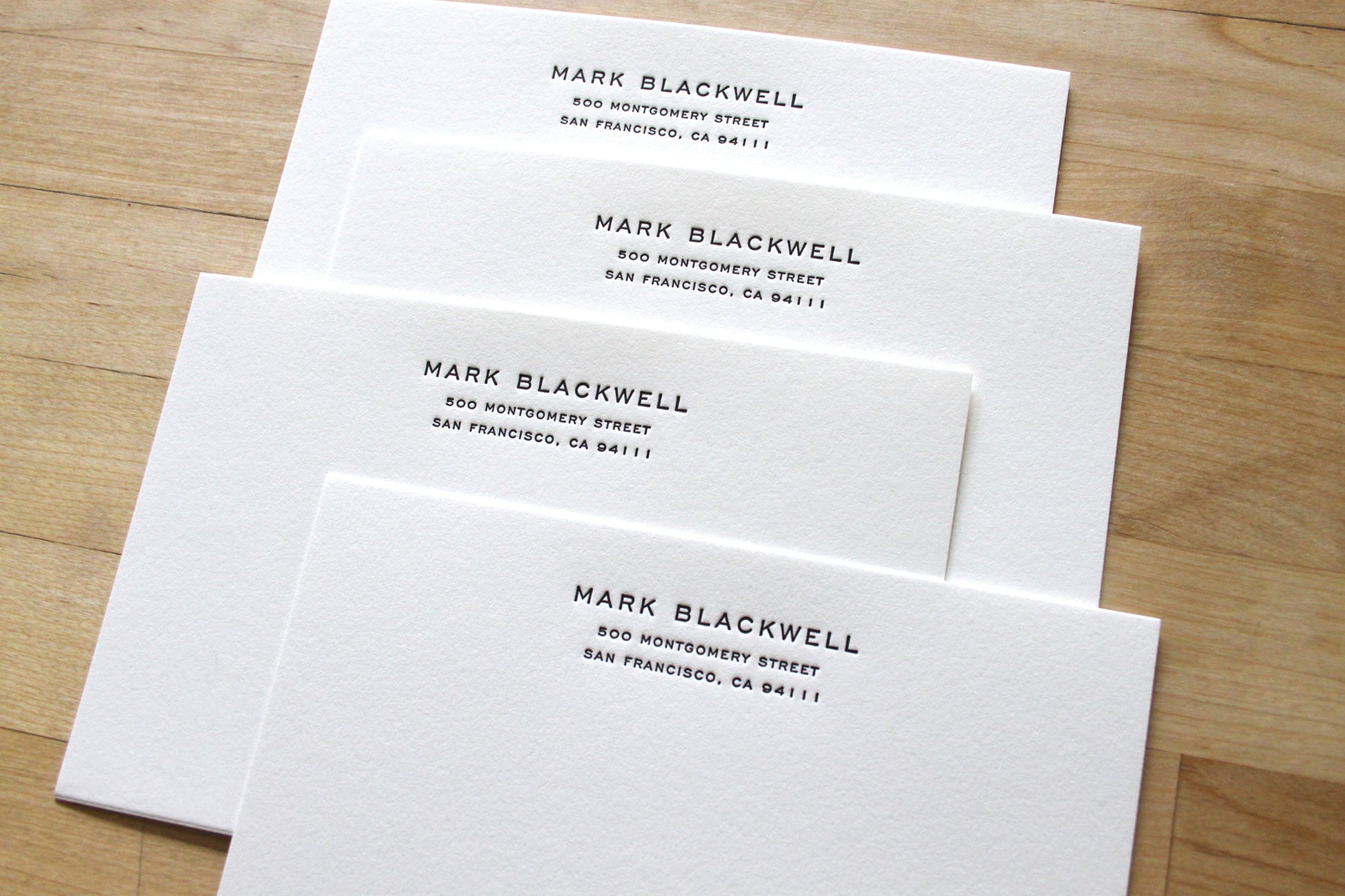 Engraver's Address letterpress notecards with bold name and address in classic engraver's type, personalized professional stationery on cotton paper