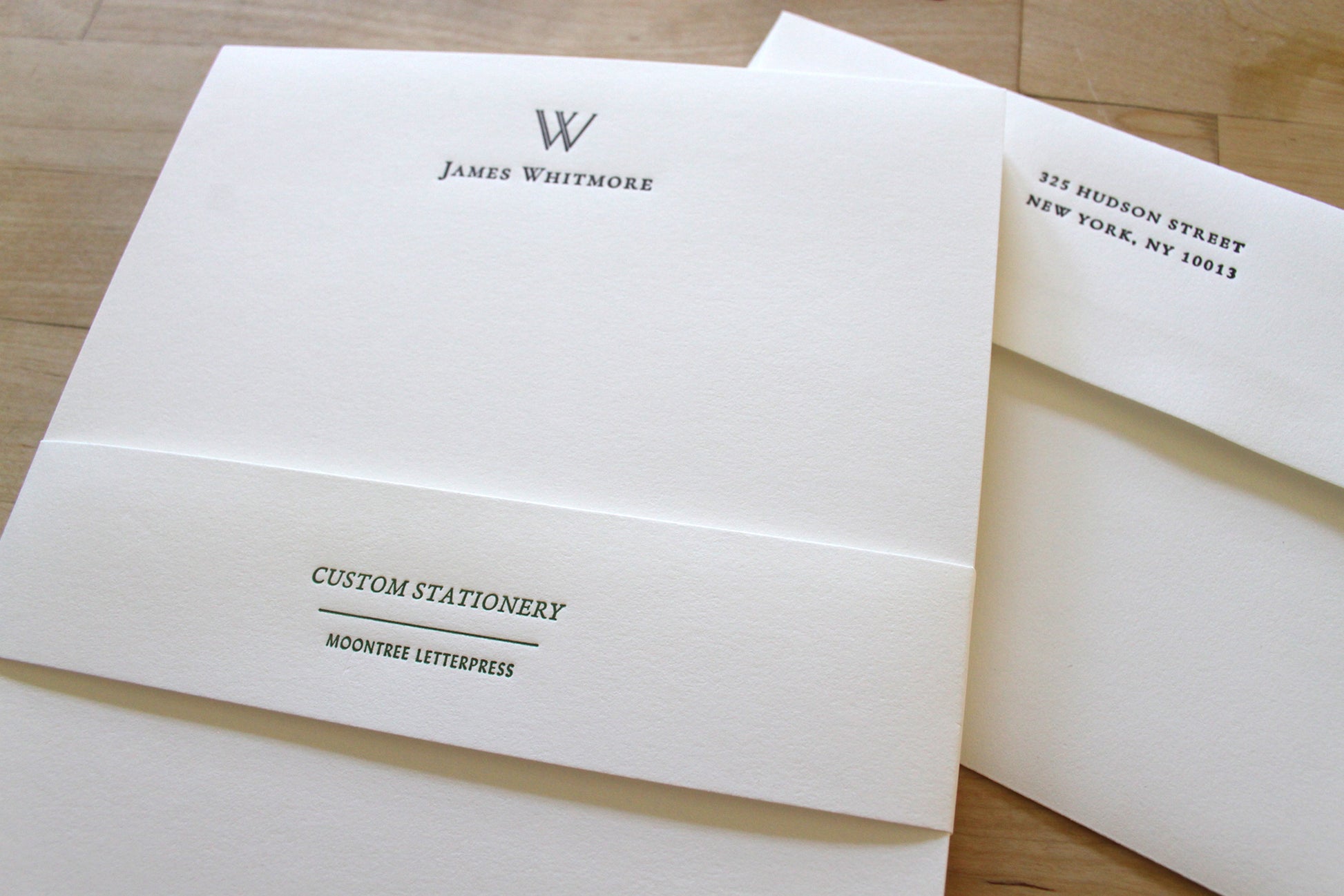 Hand-printing process on antique letterpress machine for personalized stationery