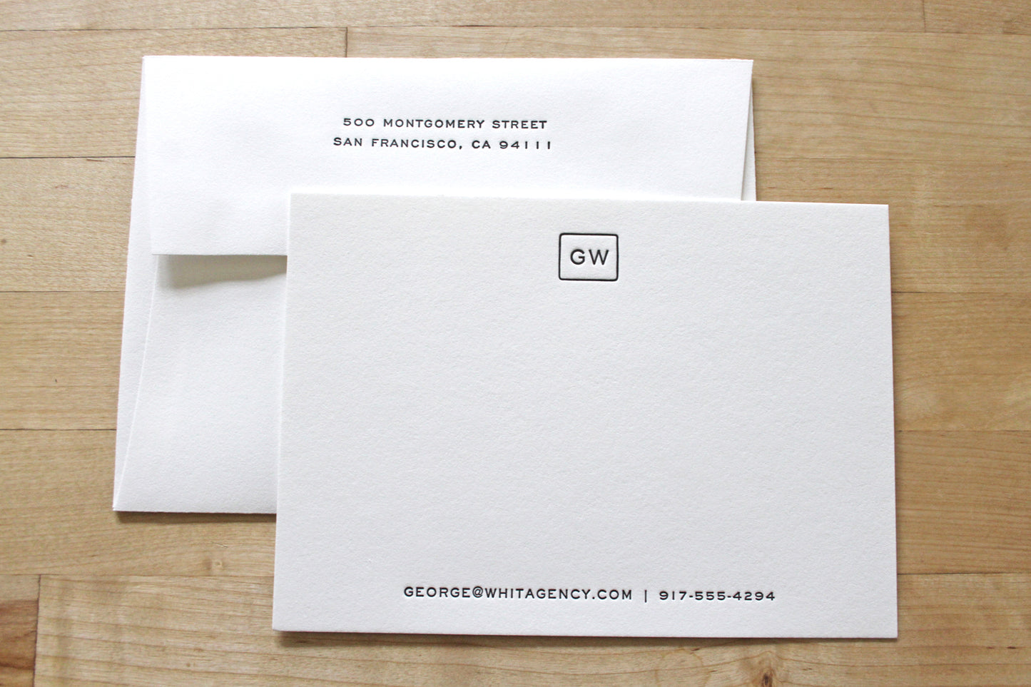 Squared initials professional stationery details, A6 size 100 percent cotton paper, available in sets of 50 and 100