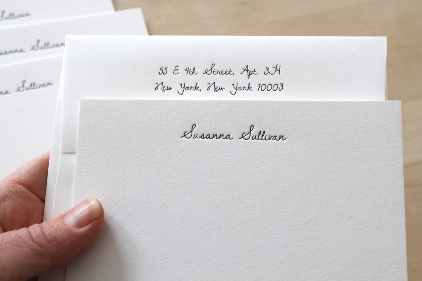 custom letterpress notecards with return addressed envelope